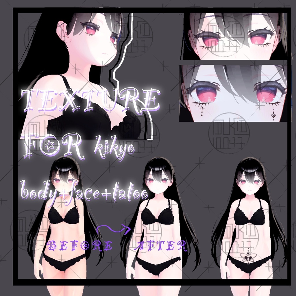 ✙vrc✙目と顔テクスチャー✙ジョーカーに祈る∔eye face tatoo texture∔FOR桔梗kikyo