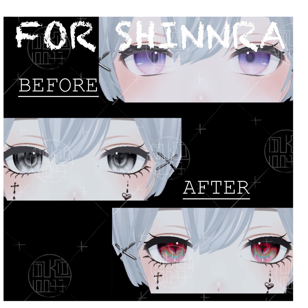 ✙vrc✙FOR森羅shinra✙目と顔テクスチャー✙ジョーカーに祈る∔eye face tatoo texture∔FOR森羅shinra