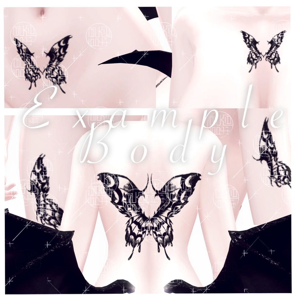 ✙vrc「service for 100follows」✙Butterfly✙バタフライ タトゥー✙textureFOR eye/body/clothesp