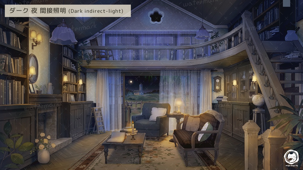 【動く背景素材】本と花のあるかわいい木の家※カラバリ追加