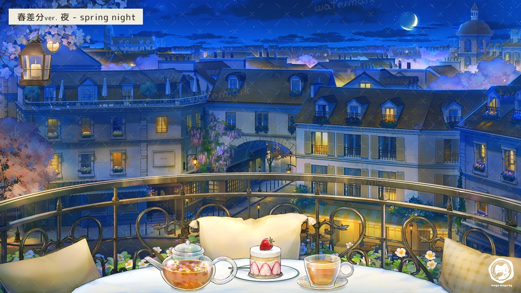 【動く配信背景】街が見渡せるカフェ(秋差分アプデあり)