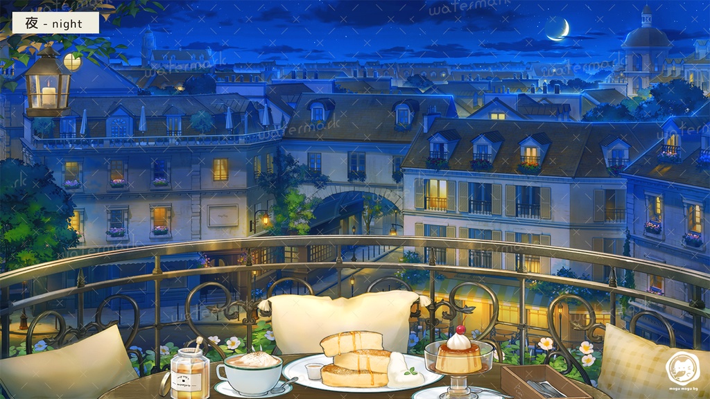 【動く配信背景】街が見渡せるカフェ(秋差分アプデあり)