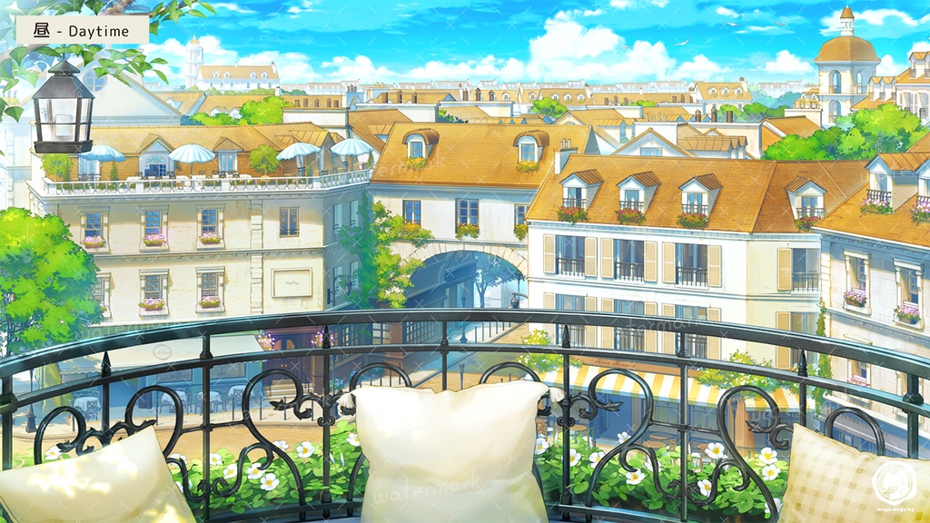 【動く配信背景】街が見渡せるカフェ(秋差分アプデあり)