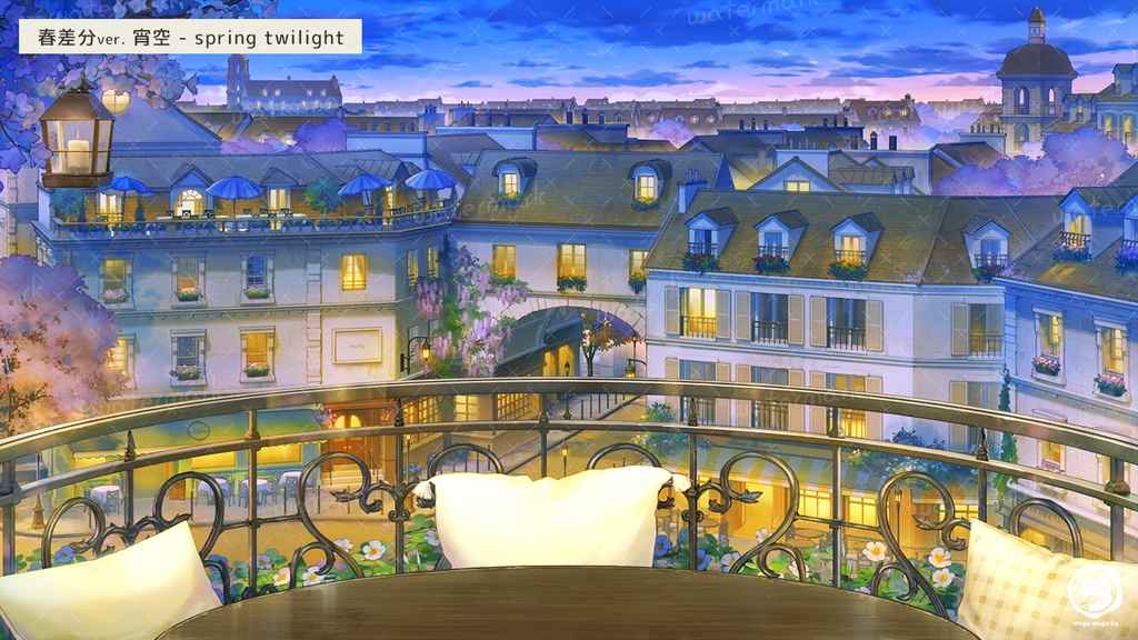 【動く配信背景】街が見渡せるカフェ(秋差分アプデあり)