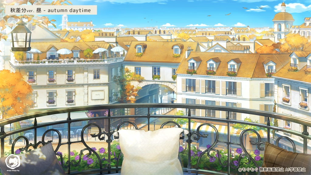 【動く配信背景】街が見渡せるカフェ(秋差分アプデあり)