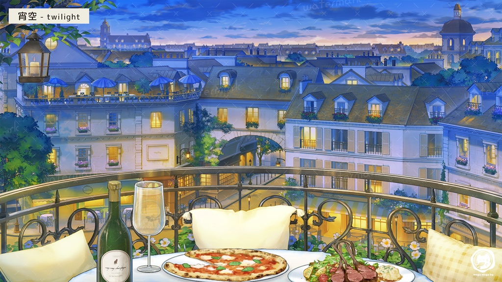 【動く配信背景】街が見渡せるカフェ(秋差分アプデあり)