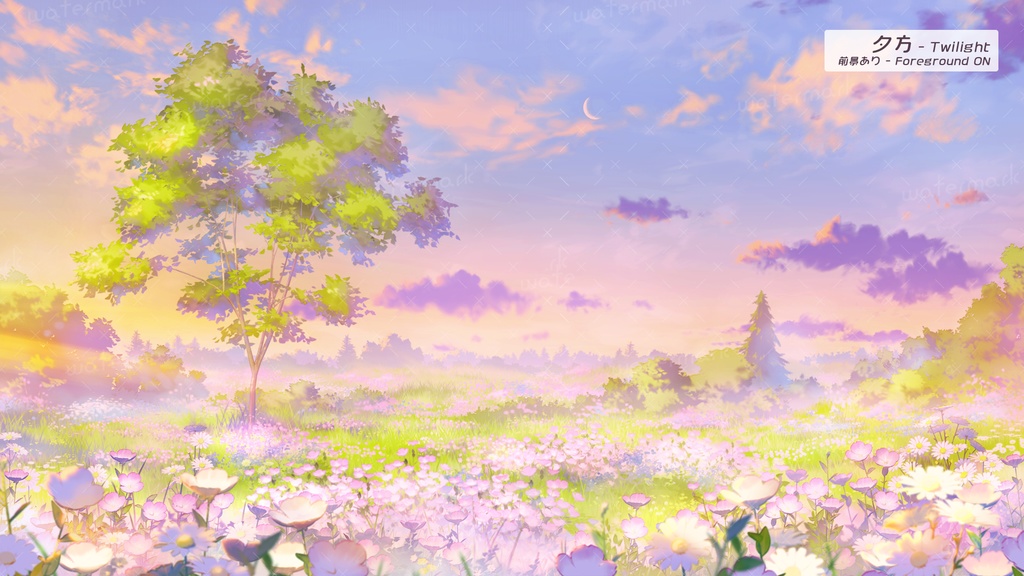 【動く配信背景】つきみ草の花畑