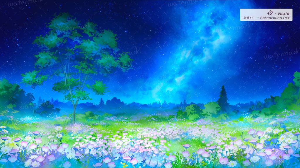 【動く配信背景】つきみ草の花畑