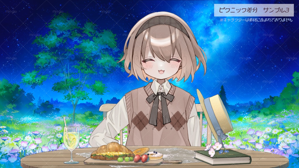 【動く配信背景】つきみ草の花畑(ピクニック差分追加)