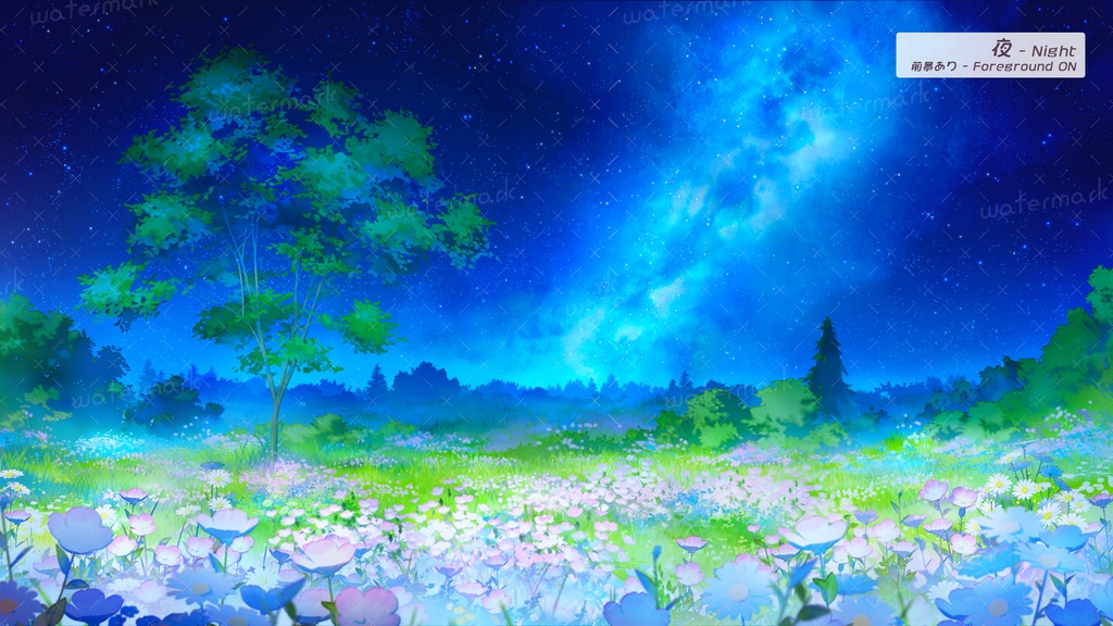 【動く配信背景】つきみ草の花畑