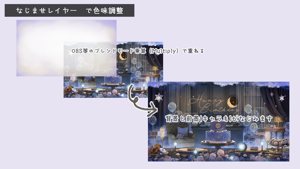 【動く背景素材】月夜と星の記念日部屋