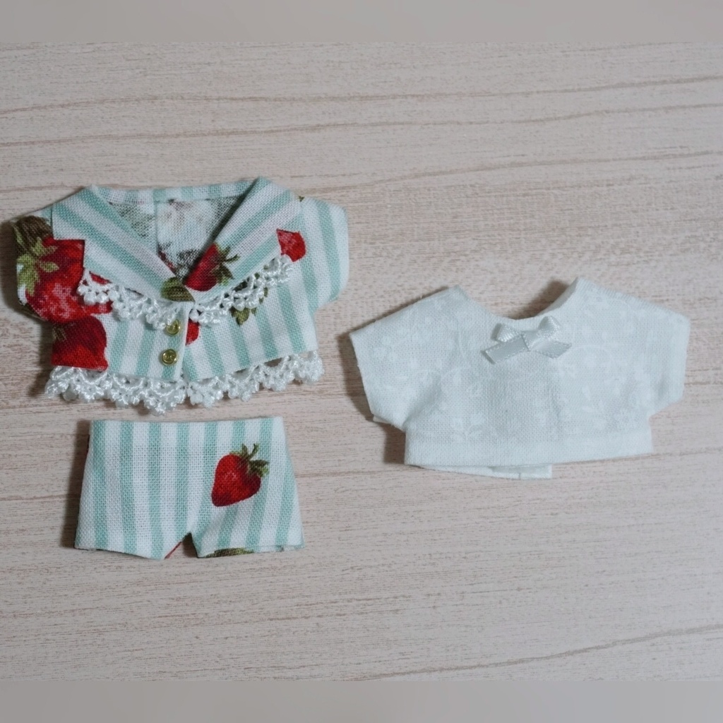 10cmぬい服 ストロベリーティータイムジャケット+リボンシャツセット