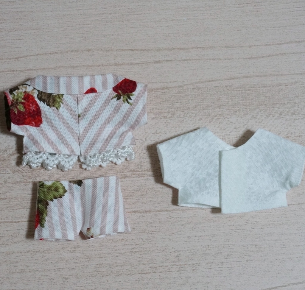 10cmぬい服 ストロベリーティータイムジャケット+リボンシャツセット