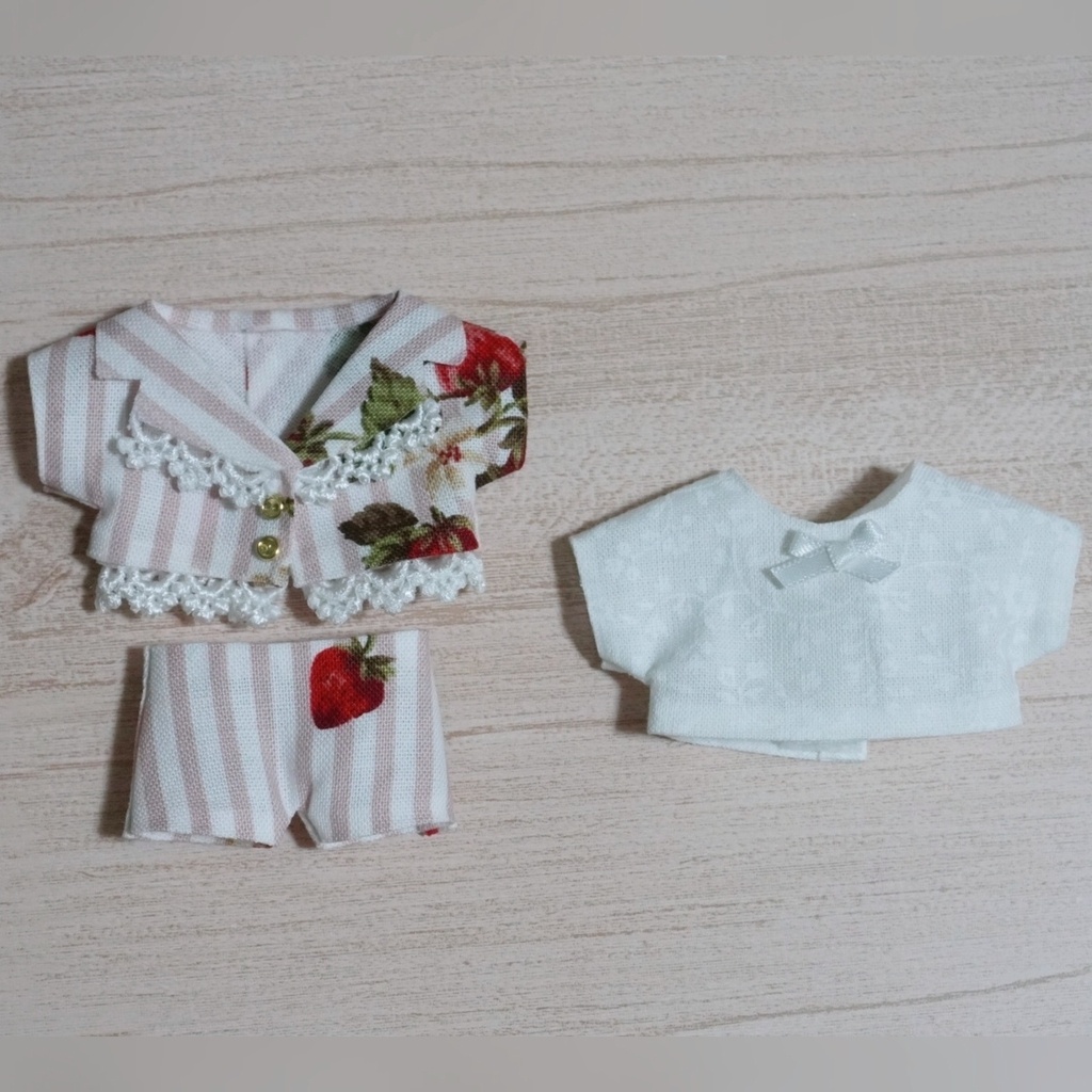 10cmぬい服 ストロベリーティータイムジャケット+リボンシャツセット