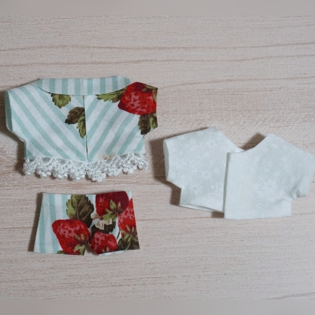 10cmぬい服 ストロベリーティータイムジャケット+リボンシャツセット