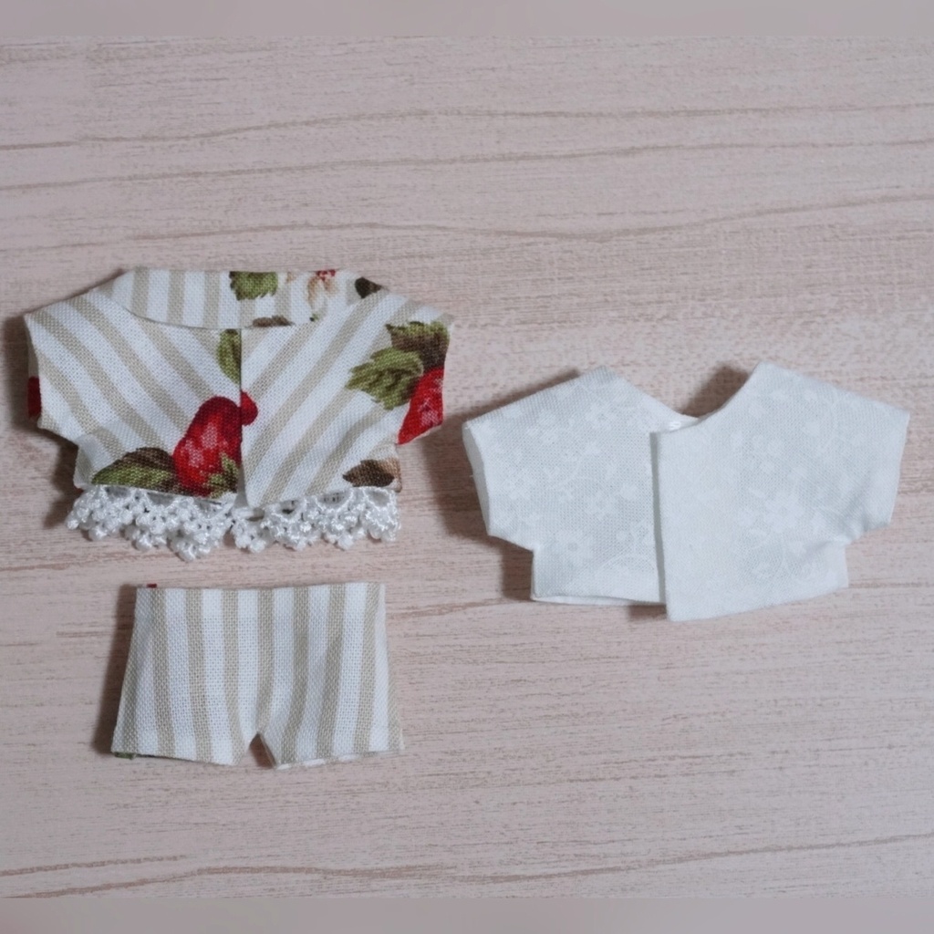 10cmぬい服 ストロベリーティータイムジャケット+リボンシャツセット