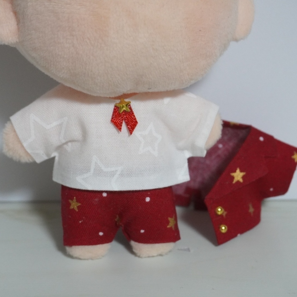 10cmぬい服 星のセットアップ+星のリボンシャツ