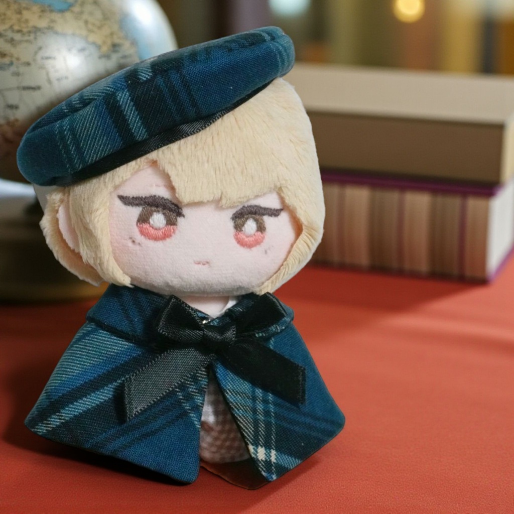 10cm〜12cmぬい服 秋色チェックケープ+ベレー帽セット