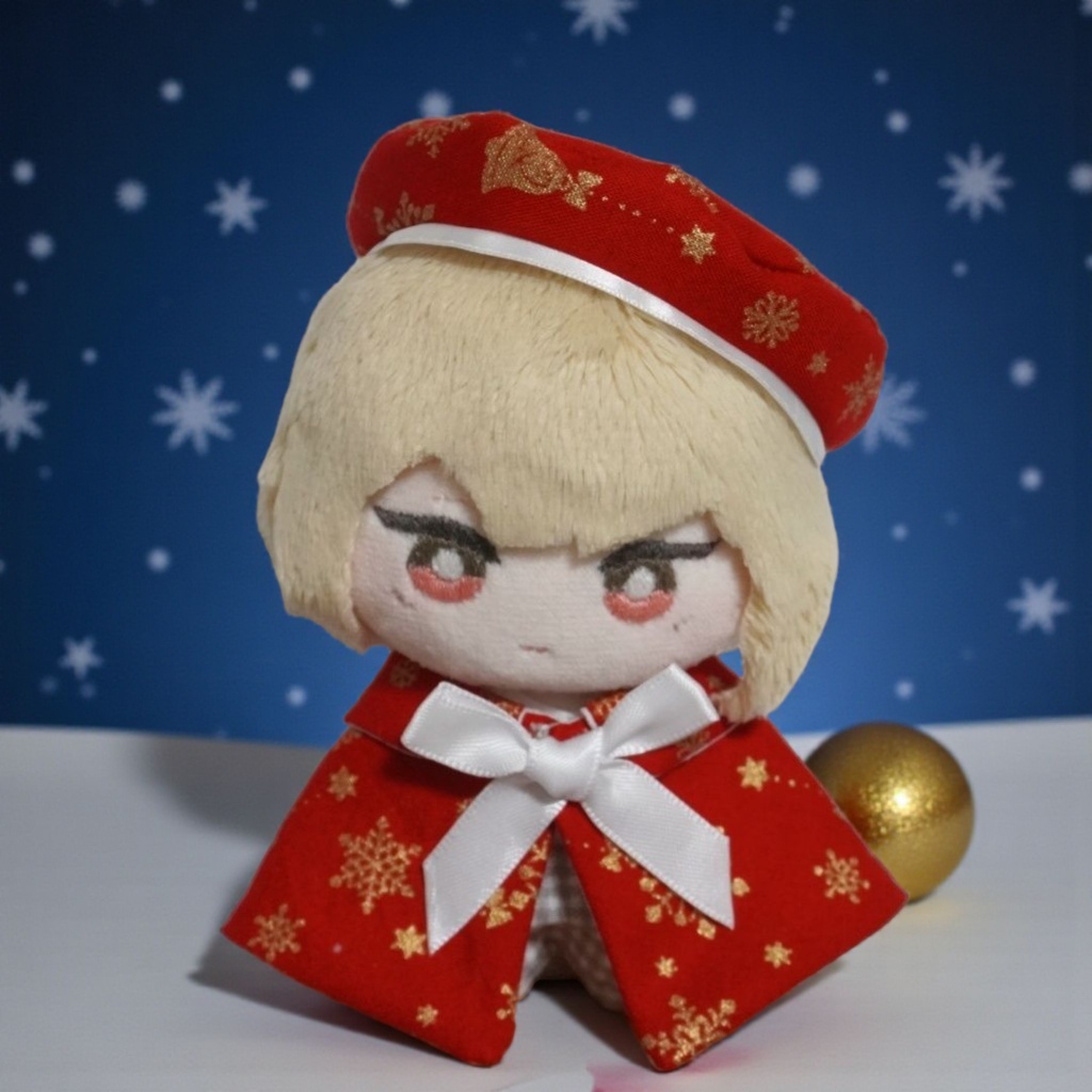 10cm〜12cmぬい服【冬限定】きらめく雪の祝福ケープ+ベレー帽セット