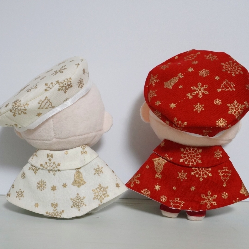 10cm〜12cmぬい服【冬限定】きらめく雪の祝福ケープ+ベレー帽セット
