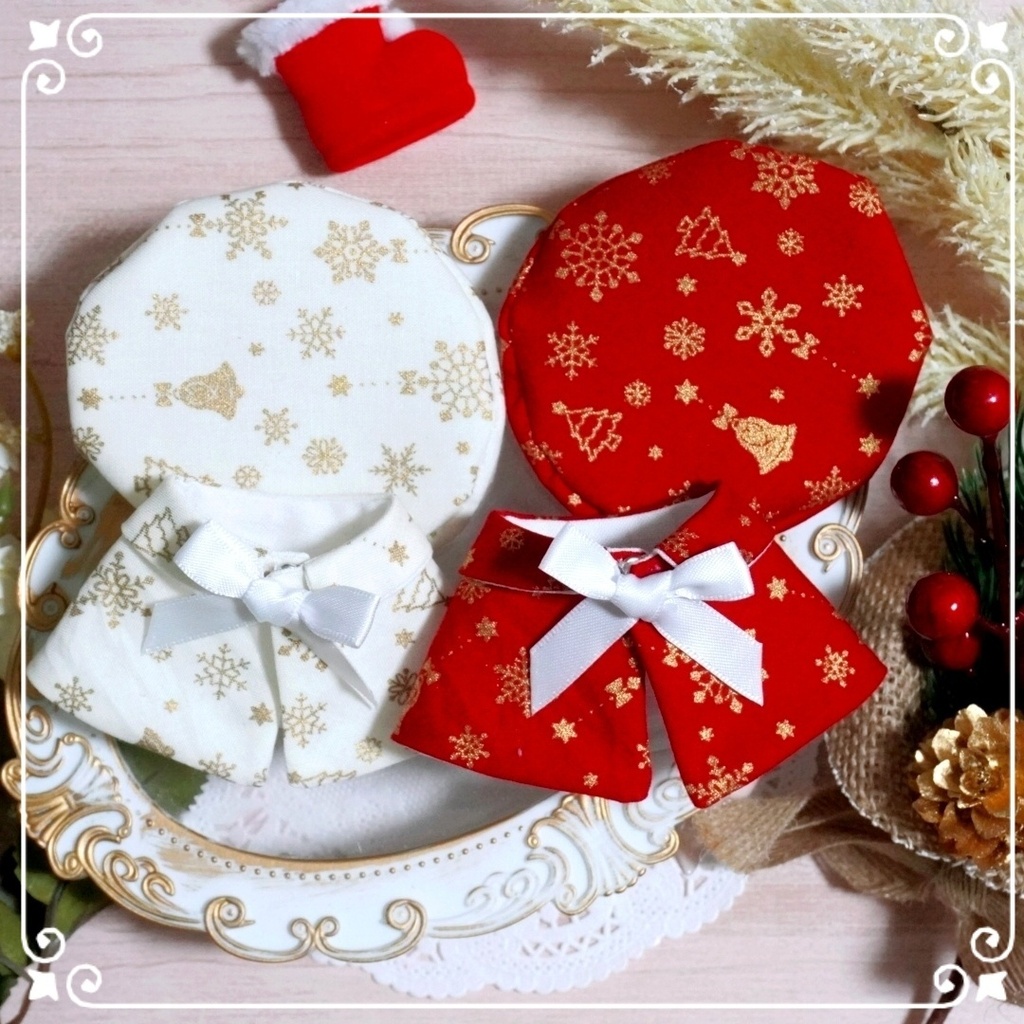 10cm〜12cmぬい服【冬限定】きらめく雪の祝福ケープ＋ベレー帽セット