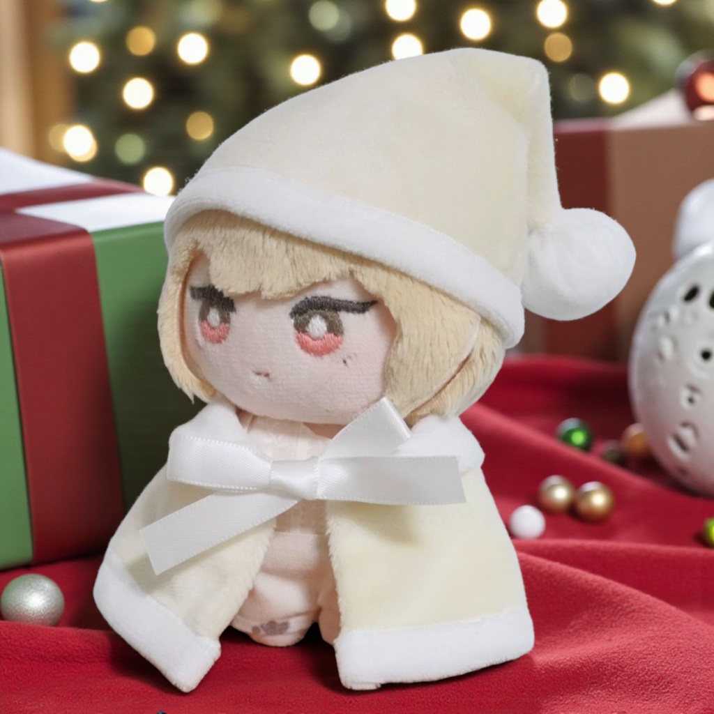 10cm〜15cmぬい服【冬限定】クリスマス☆サンタさんのケープ&サンタ帽子セット☆推し色6色展開