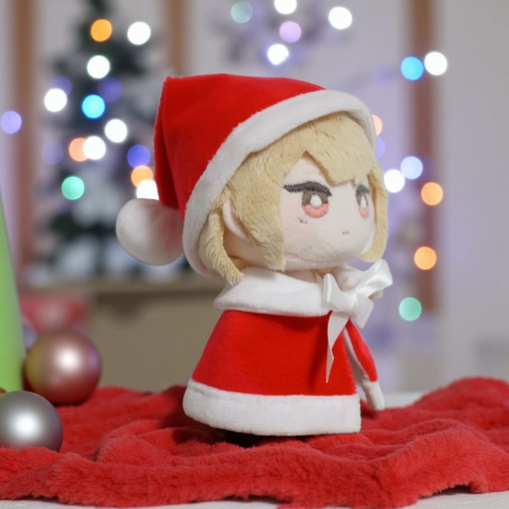 10cm〜15cmぬい服【冬限定】クリスマス☆サンタさんのケープ&サンタ帽子セット☆推し色6色展開