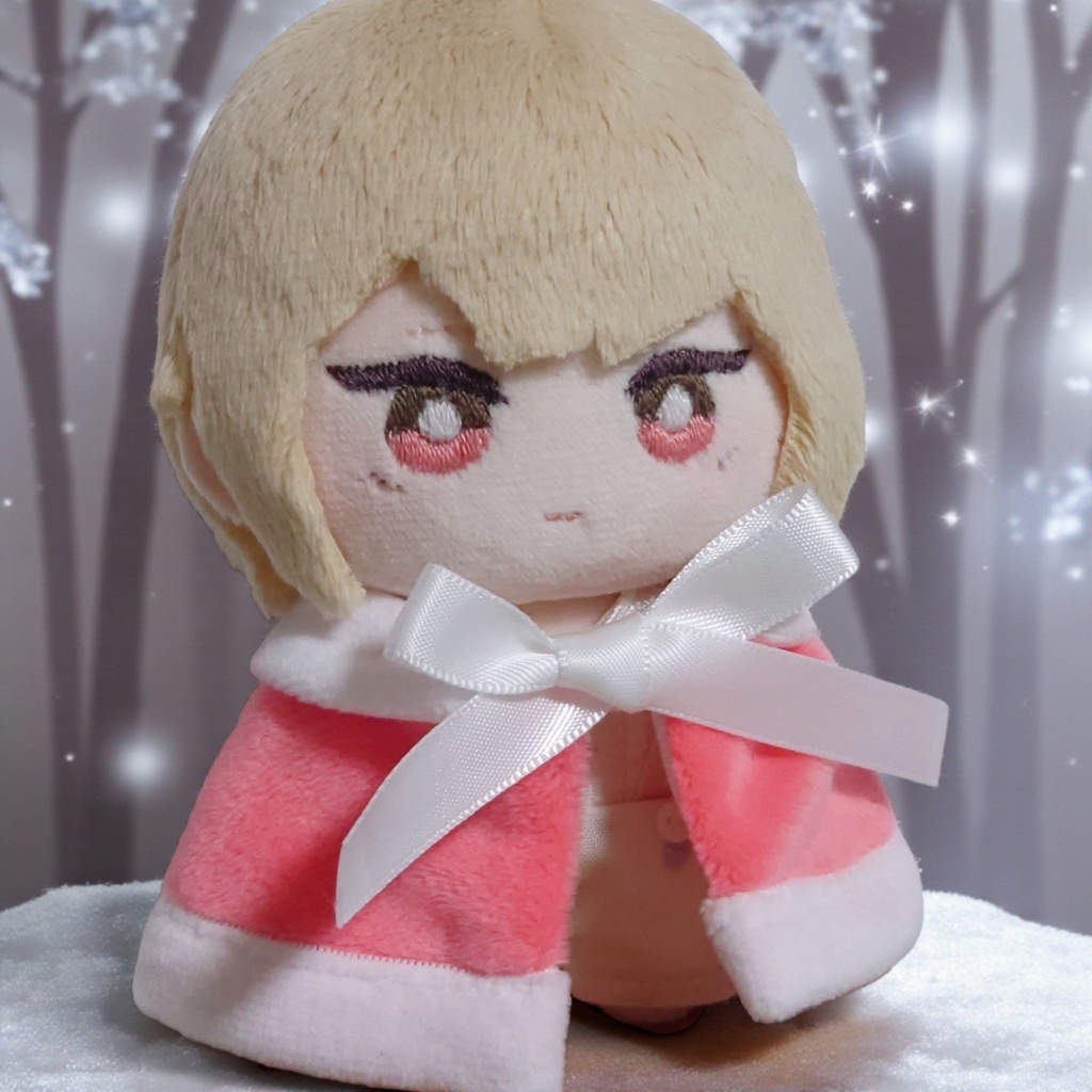 10cm〜15cmぬい服【冬限定】クリスマス☆サンタさんのケープ&サンタ帽子セット☆推し色6色展開