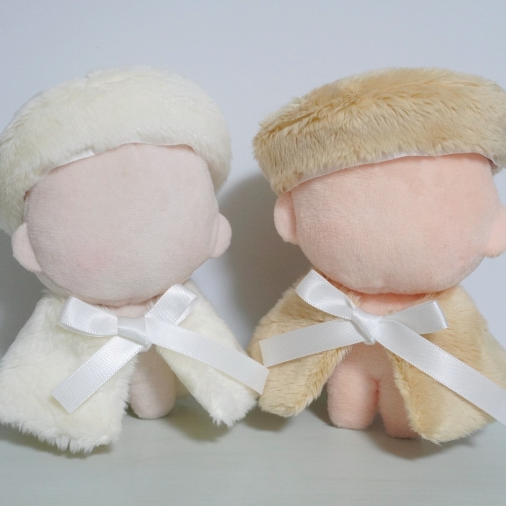 10cm〜12cmぬい服【冬限定】ふわふわ冬日和ケープ+ベレー帽セット