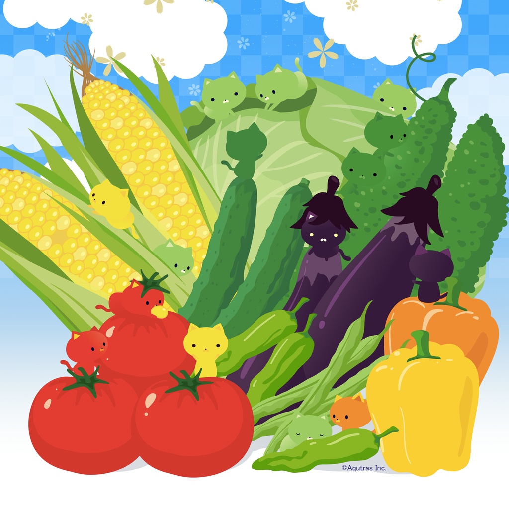 ねこまんまタオル:夏野菜