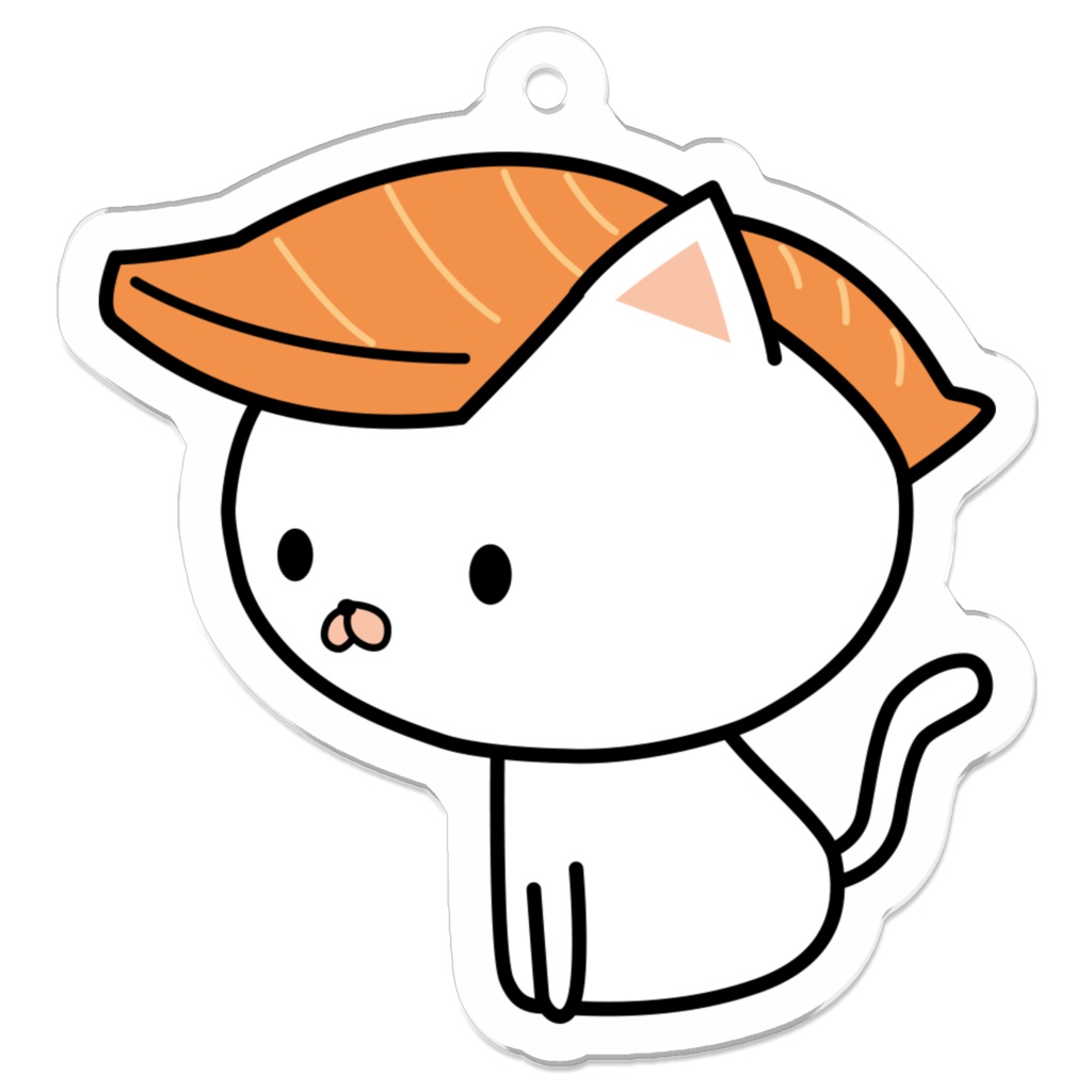 ねこまんまアクリルキーホルダー:サーモン