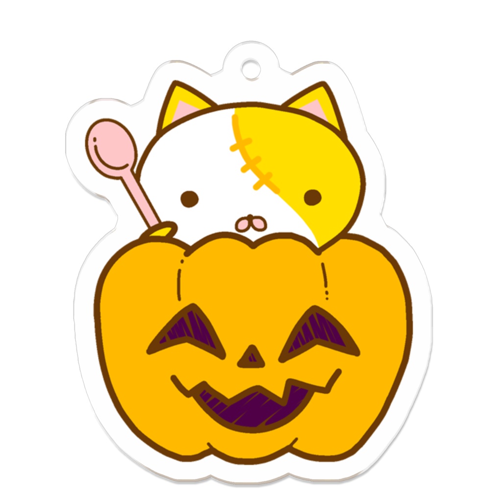 ねこまんまアクリルキーホルダー:ハロウィン・カボチャ
