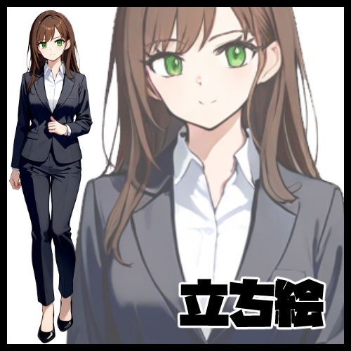 立ち絵【スーツ】【女性】wolfcat020