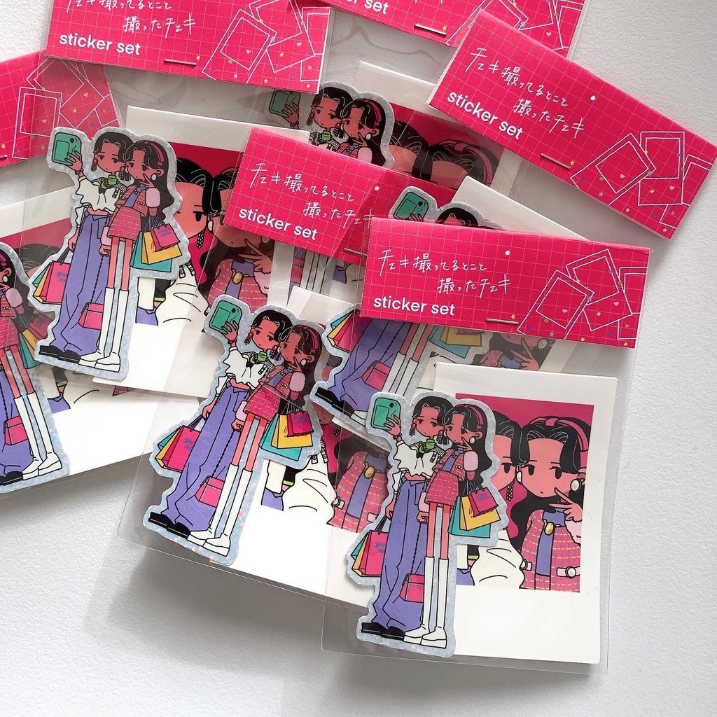チェキ撮ってるとこと撮ったチェキ ステッカーSET