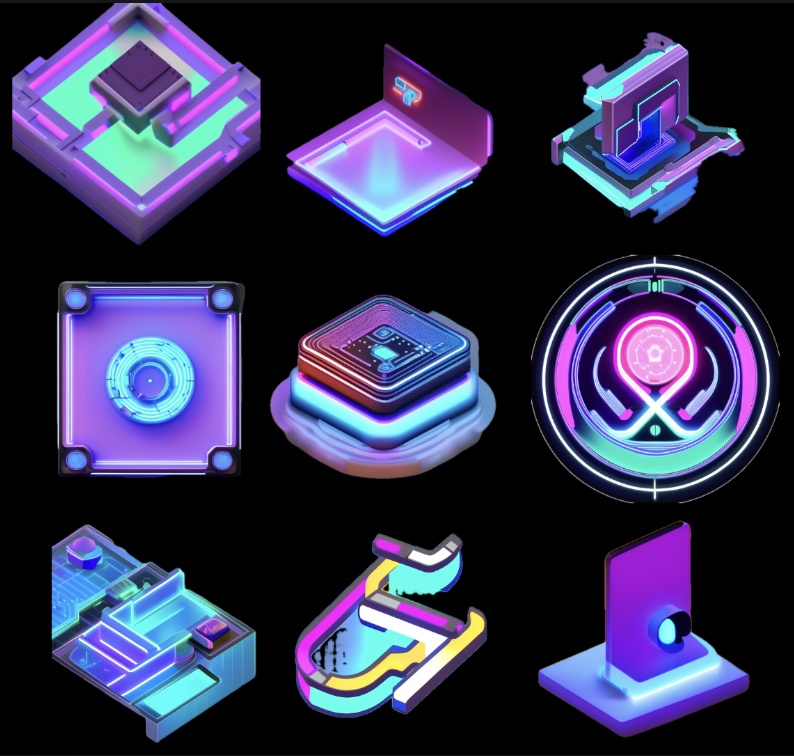 【商用利用可】サイバーパンク風ガジェットアイコン 100個セット【透過PNG / ゲーム・UI・配信素材】