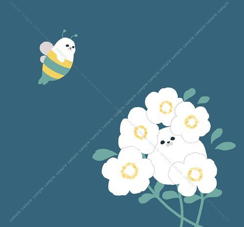 お花とあざらし ちょっと大きめサイズのミニタオル