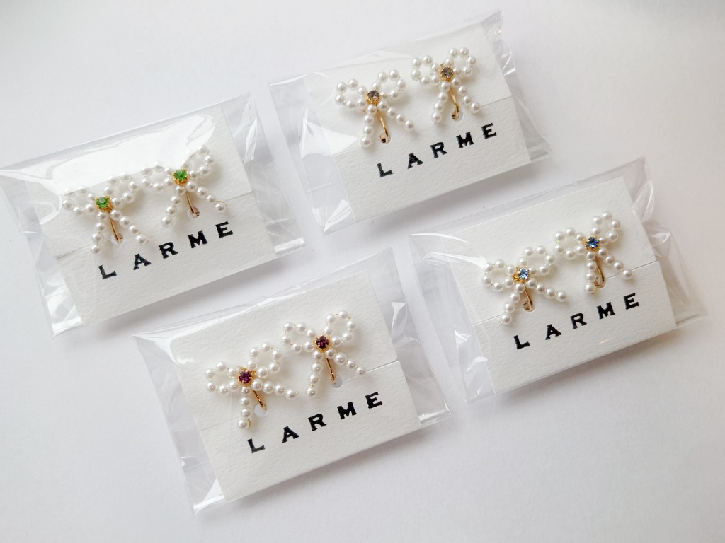 パールリボンイヤリング