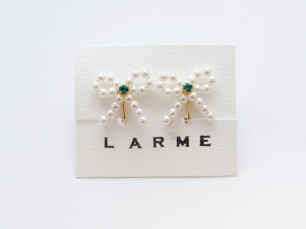 パールリボンイヤリング