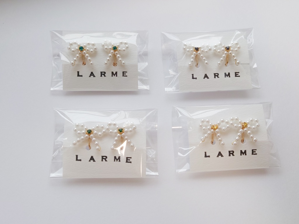 パールリボンイヤリング