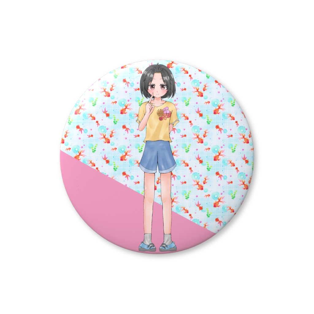 もも缶バッジ（すみちゃんとたんぽぽの冒険記）