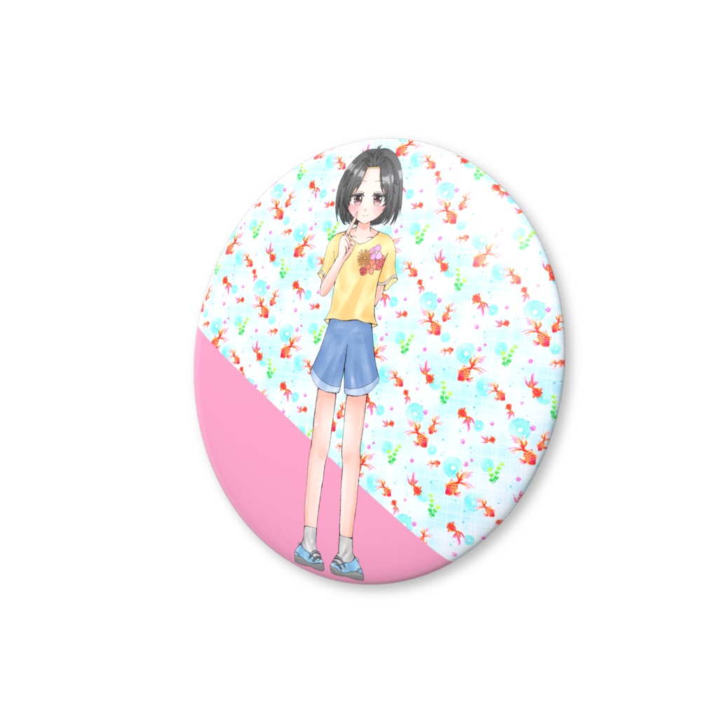 もも缶バッジ(すみちゃんとたんぽぽの冒険記)