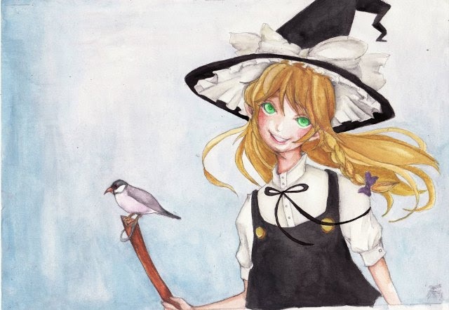 東方project  霧雨魔理沙「アイドル」水彩画