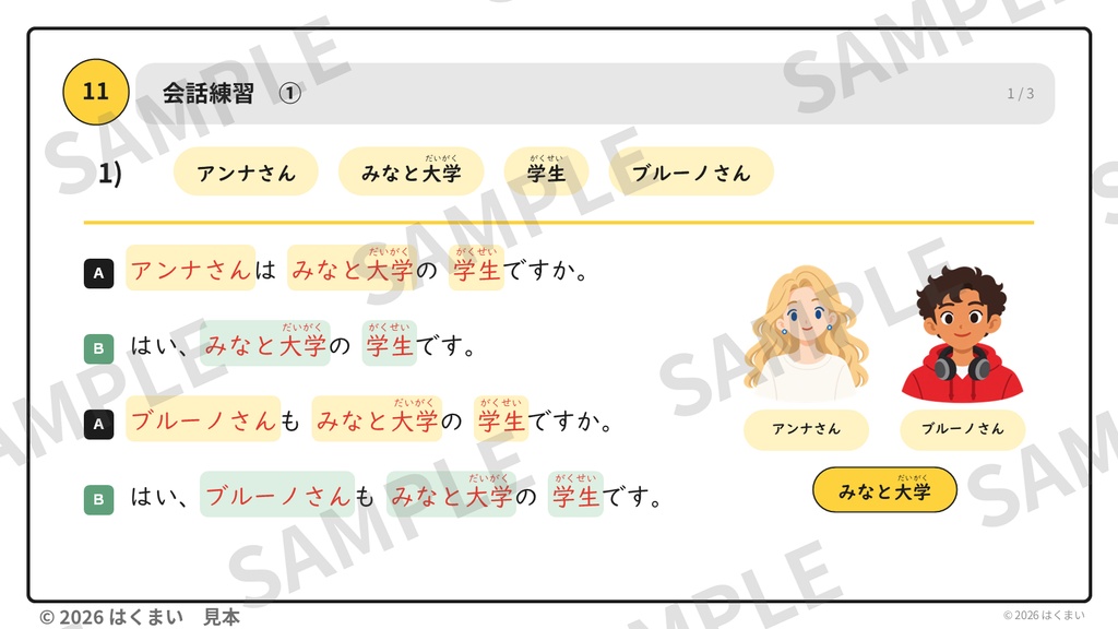 【日本語教師向け】初級 第1課 ②「〜の 〜/〜も」授業用スライド 61枚(PowerPoint)