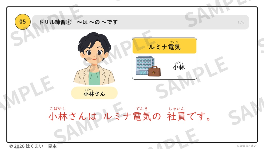 【日本語教師向け】初級 第1課 ②「〜の 〜/〜も」授業用スライド 61枚(PowerPoint)