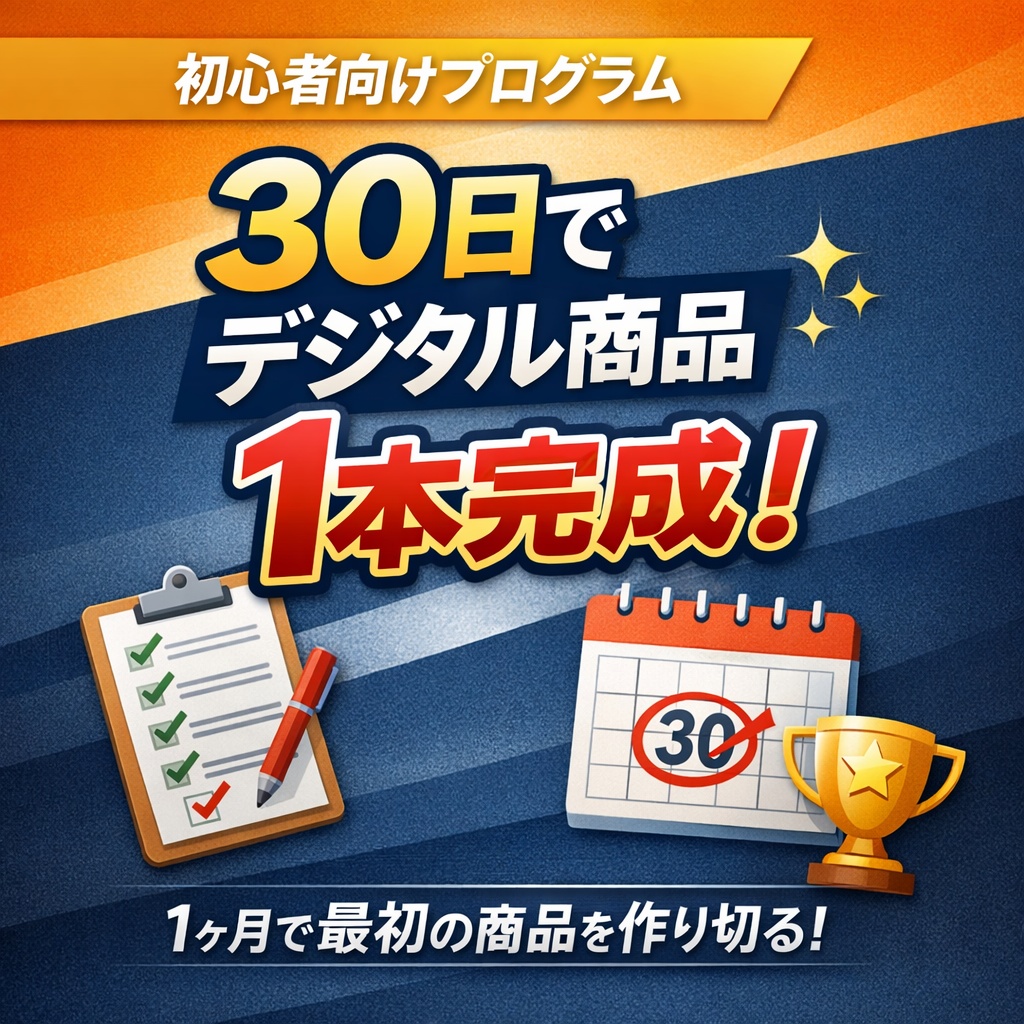 30日で最初のデジタル商品を完成させる 実行プログラム 〜超初心者でも迷わず1本作り切るロードマップ〜