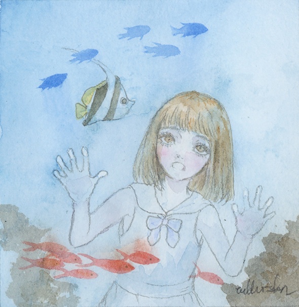 額装小作品『魚の楽しみ』