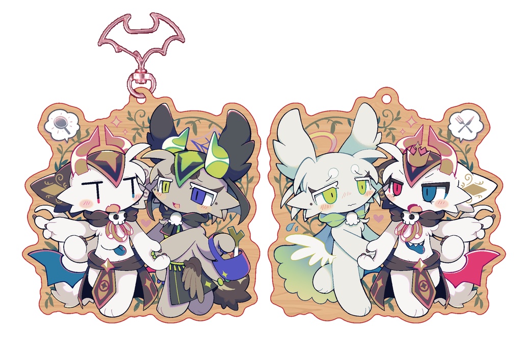 ぶぶとにす。木製キーホルダー