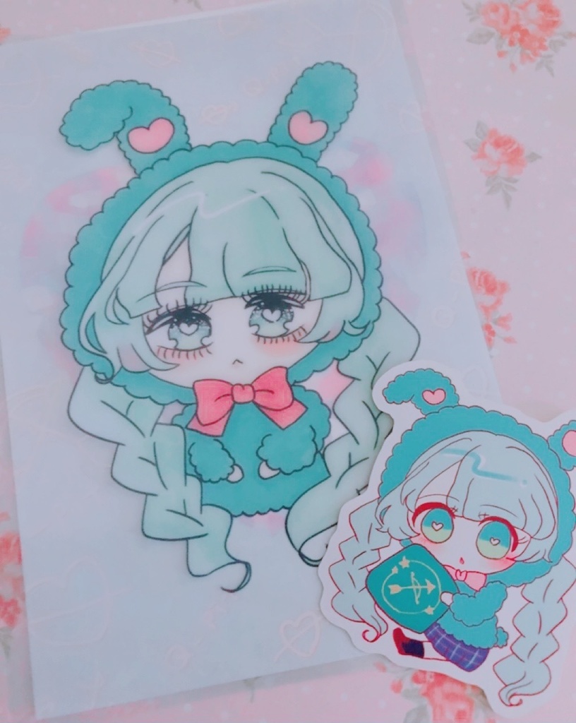 うさキューピットクリアポストカード&シールセット