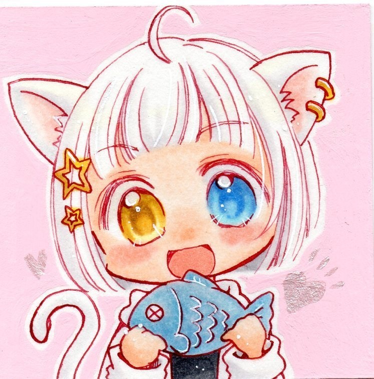 【イラスト原画】もぐもぐ【ミニ額】