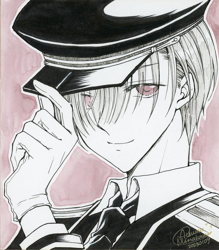 【イラスト原画】山茶花【寸松庵サイズ色紙】